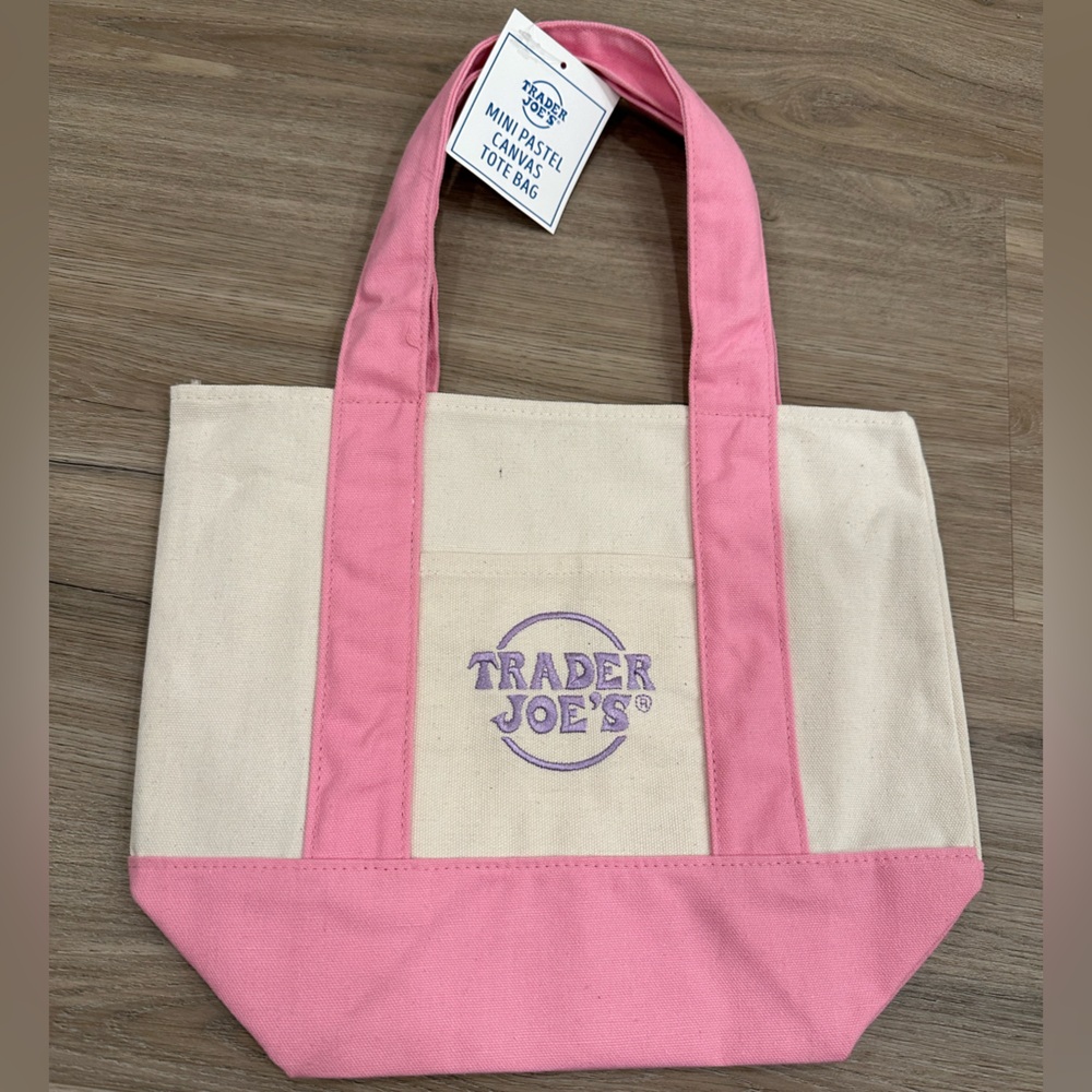 Trader Joe’s mini pastel Pink Canvas Tote Bag new with tags